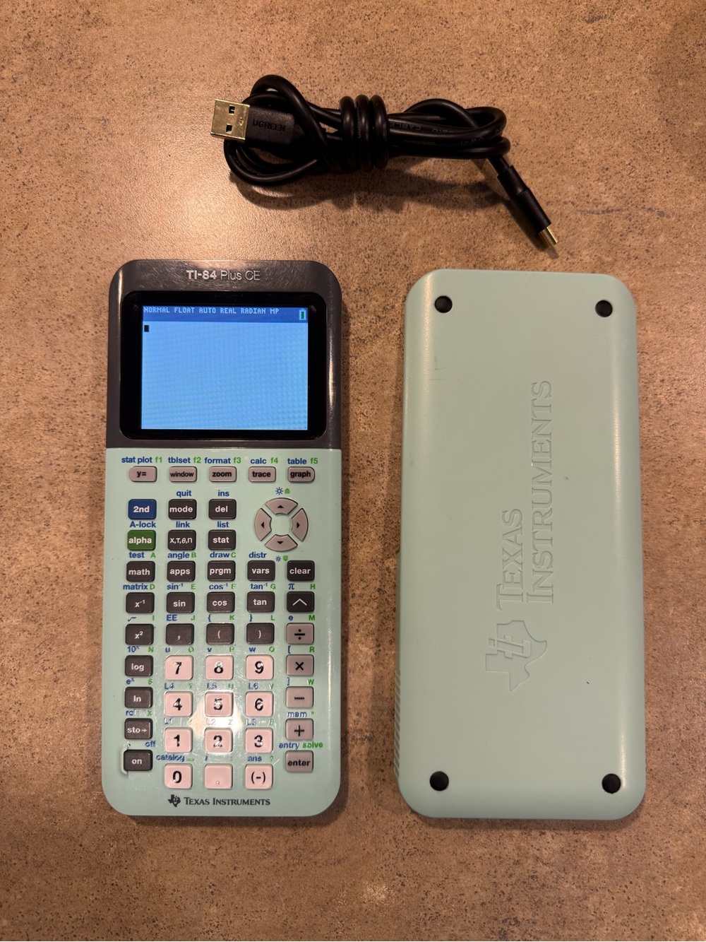 Texas Instruments TI-84 Plus CE Graphing Calculator (Mint Green) LCD USB Tested